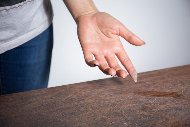 dust on table