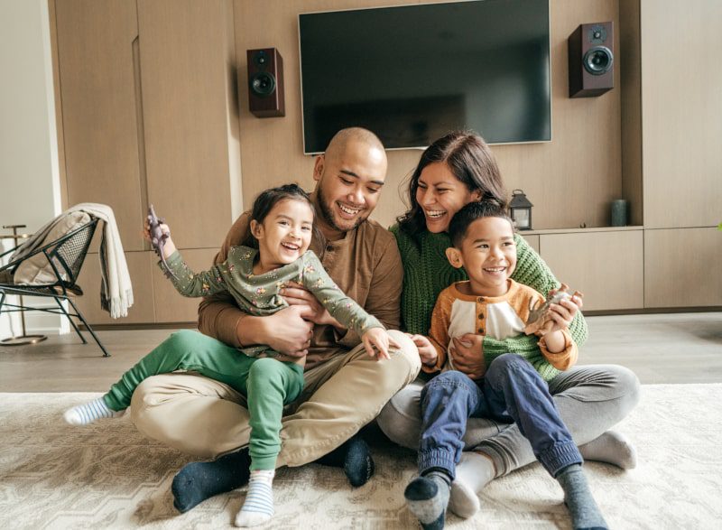 Happy Family with air purifier