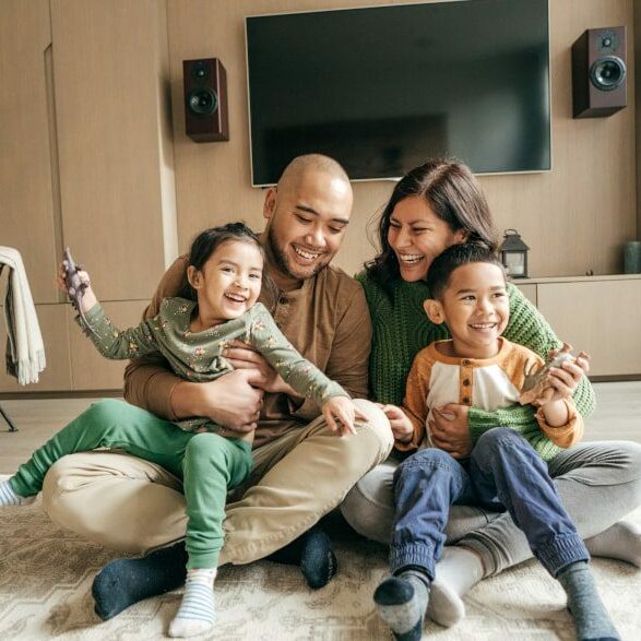 Happy Family with air purifier
